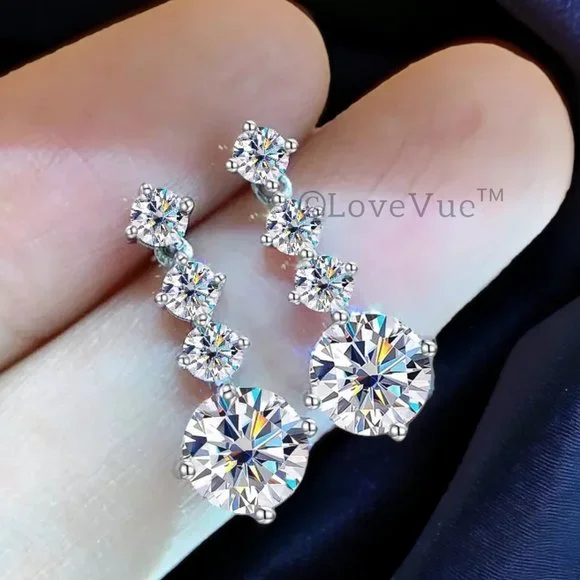 Certified 2.6ct. t.w. Diamond Brilliant Cut Dangle Drop Earrings - Picture 5 of 15